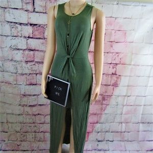 No Comment Knot Skort Green Boho High Low Dress M